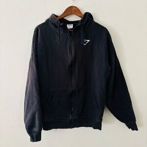 Gymshark Men’s Black Heavyweight Zip-Up Hoodie Size Small Athletic Long Sleeve‎